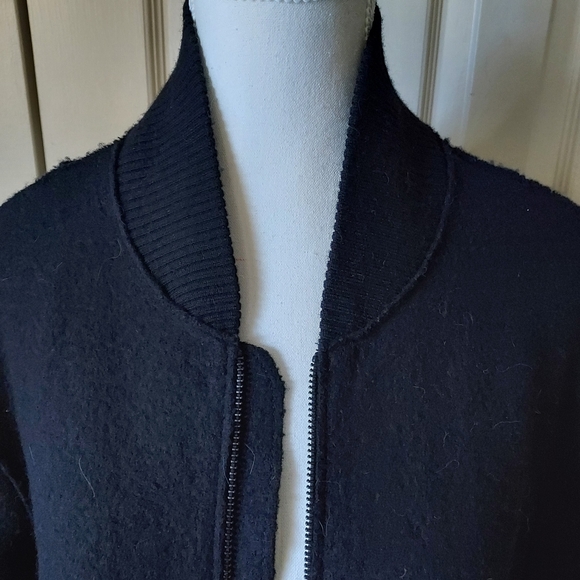 Eileen Fisher Boiled Wool Women's Black Coat - Picture 3 of 6